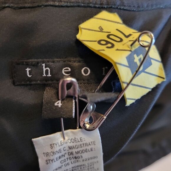 Theory Fitted Sheath Leather Bodice Wool Skirt Tirionne C Magistrate Mini Dress - Picture 10 of 16